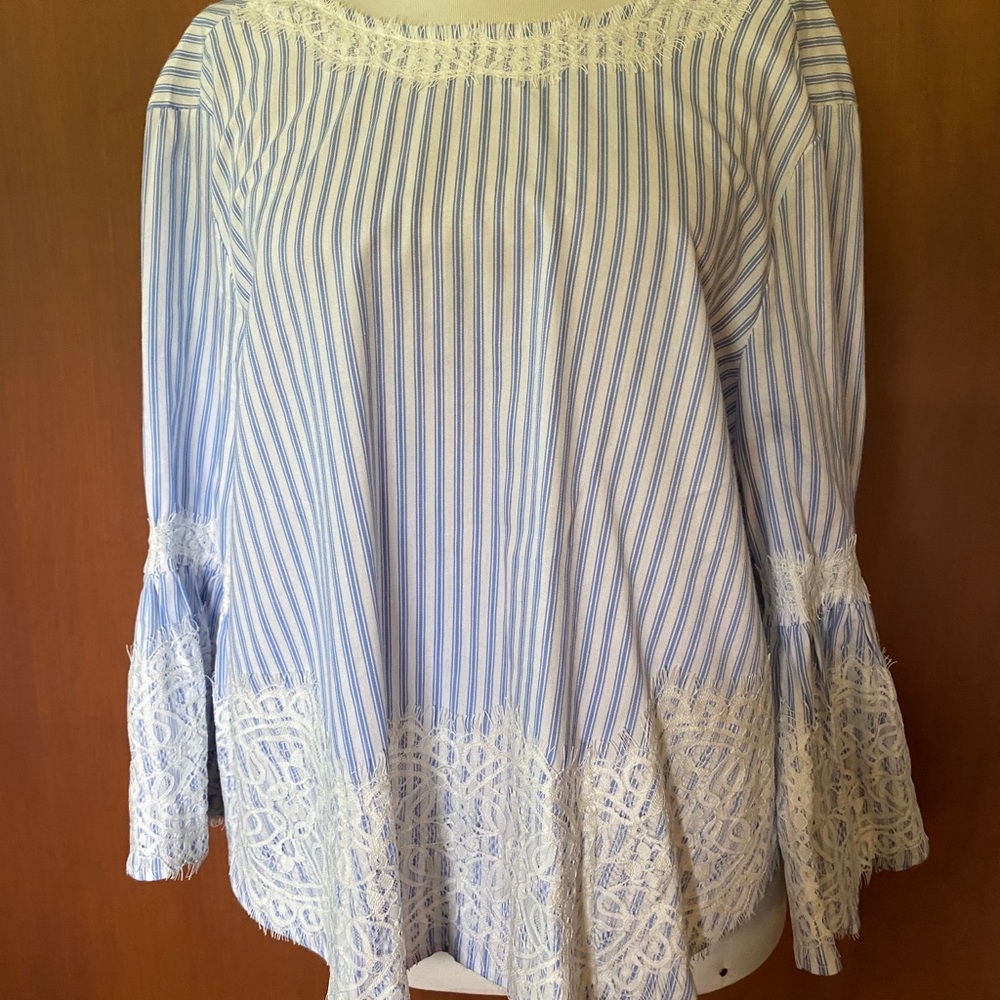 NWT Zara striped top with lace - Picture 2 of 7